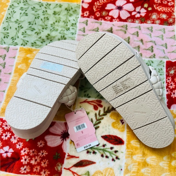 ❤️Sam &Libby Adelia Braided Footbed Sandals Ivory White Leather Beach Size 9 NWT - Picture 6 of 7